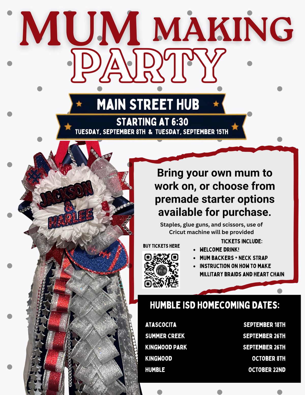 Mum Making Party Sept  8th and 15th 630p