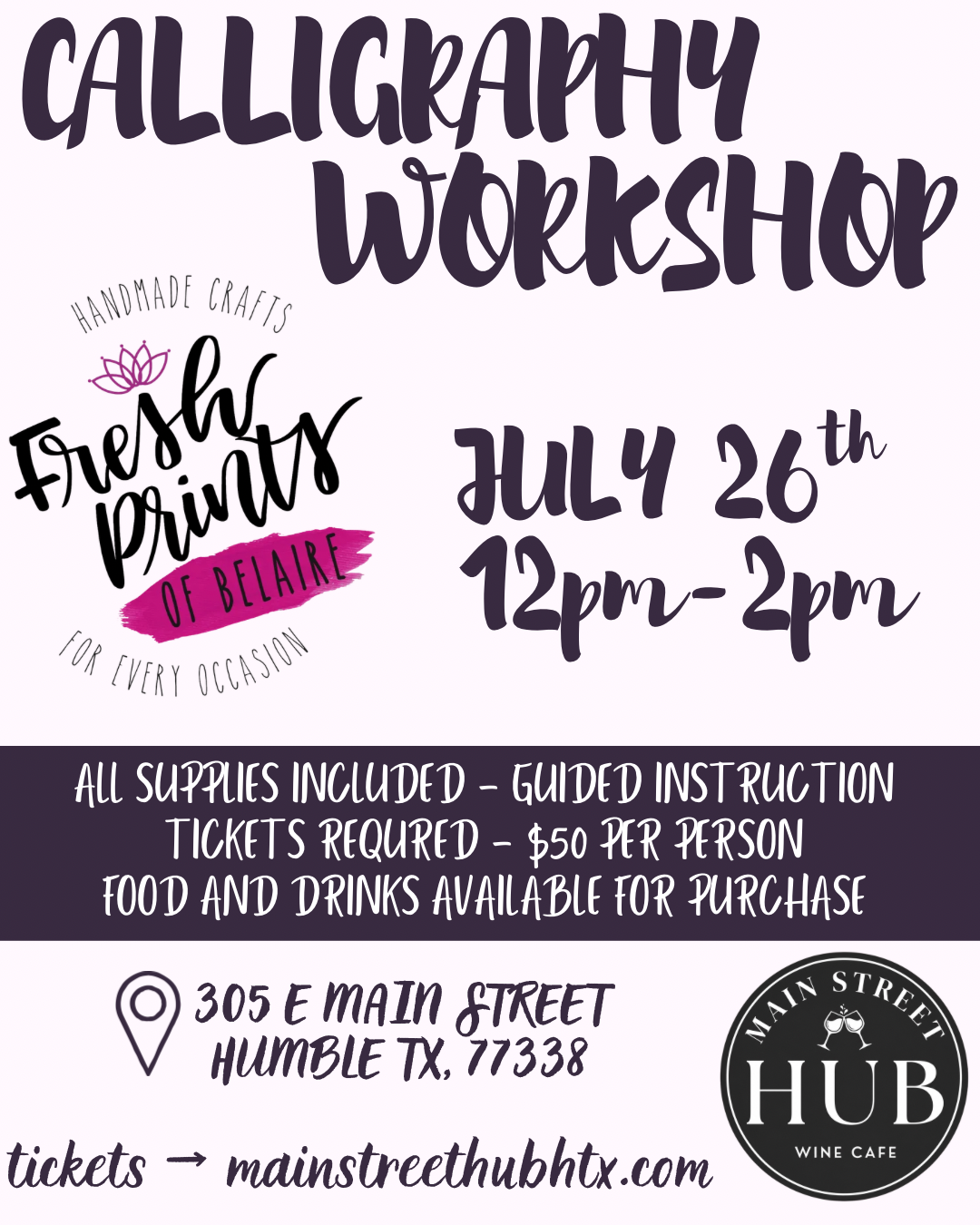 Calligraphy Workshop - July 26th 12pm