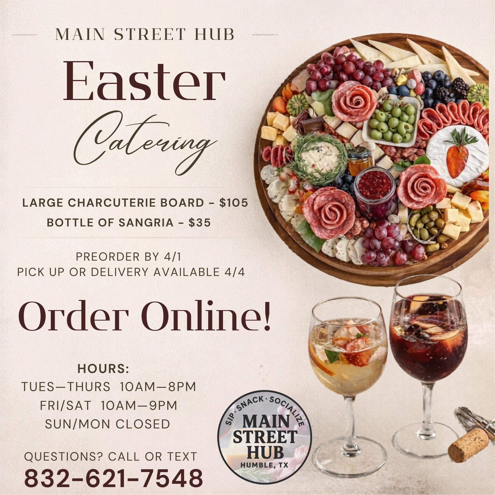 Easter Catering – Large Charcuterie Board + Bottle of Sangria