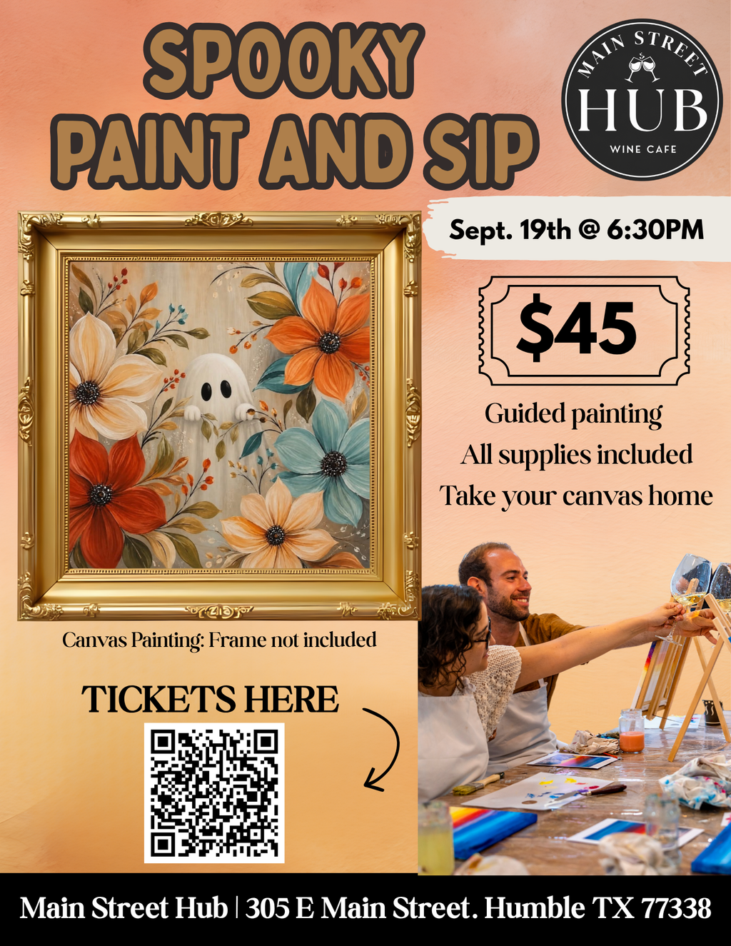Paint and Sip - FALL FLORAL GHOST - Sept 19th 630p